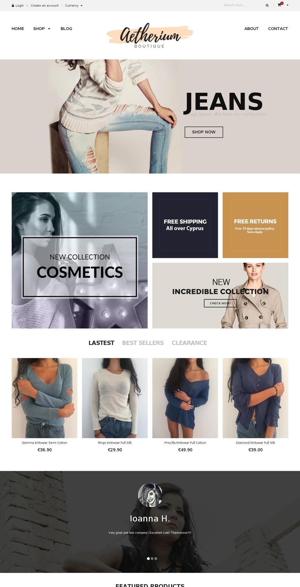 aetherium.fashion shopify website screenshot