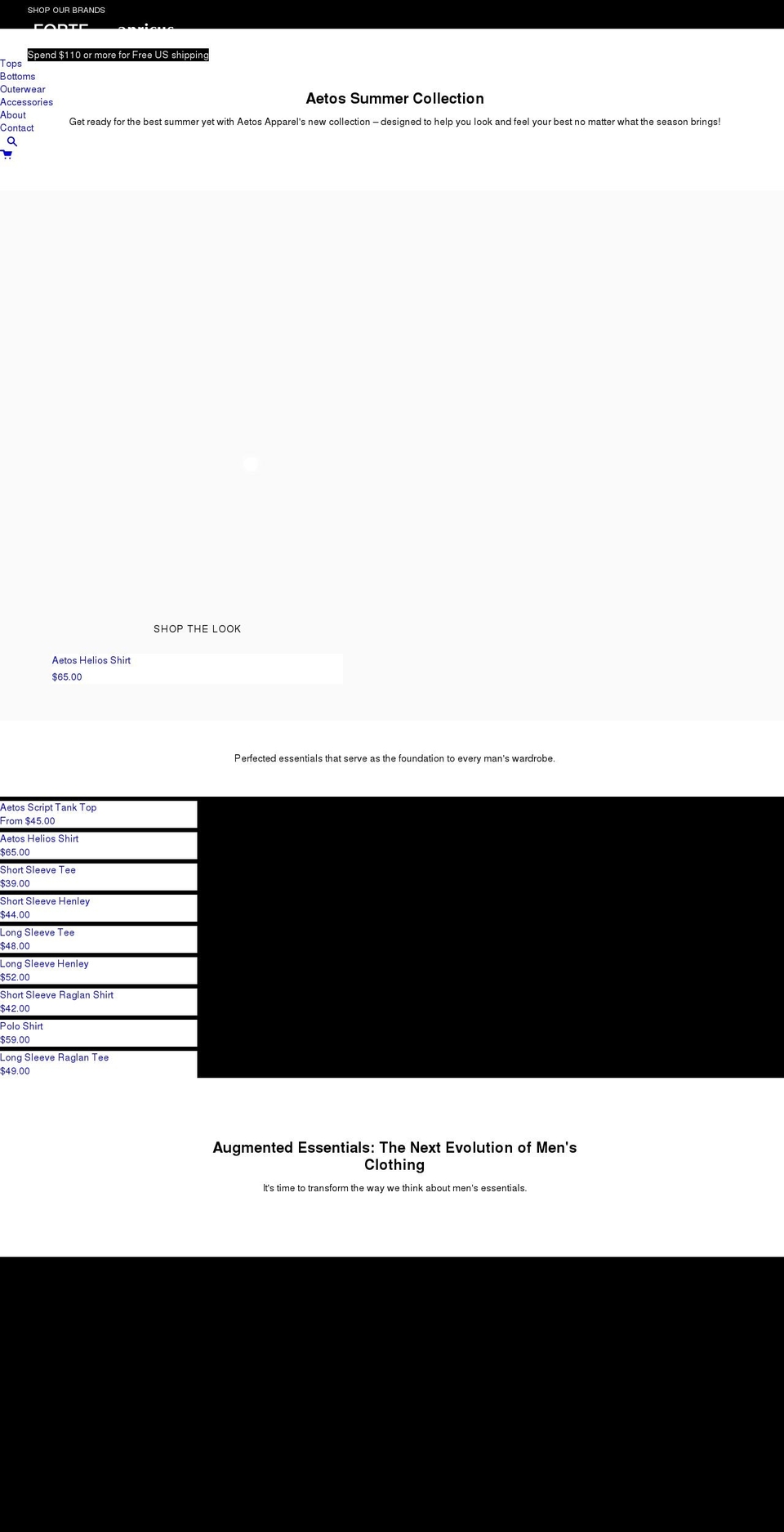 aetosapparel.com shopify website screenshot