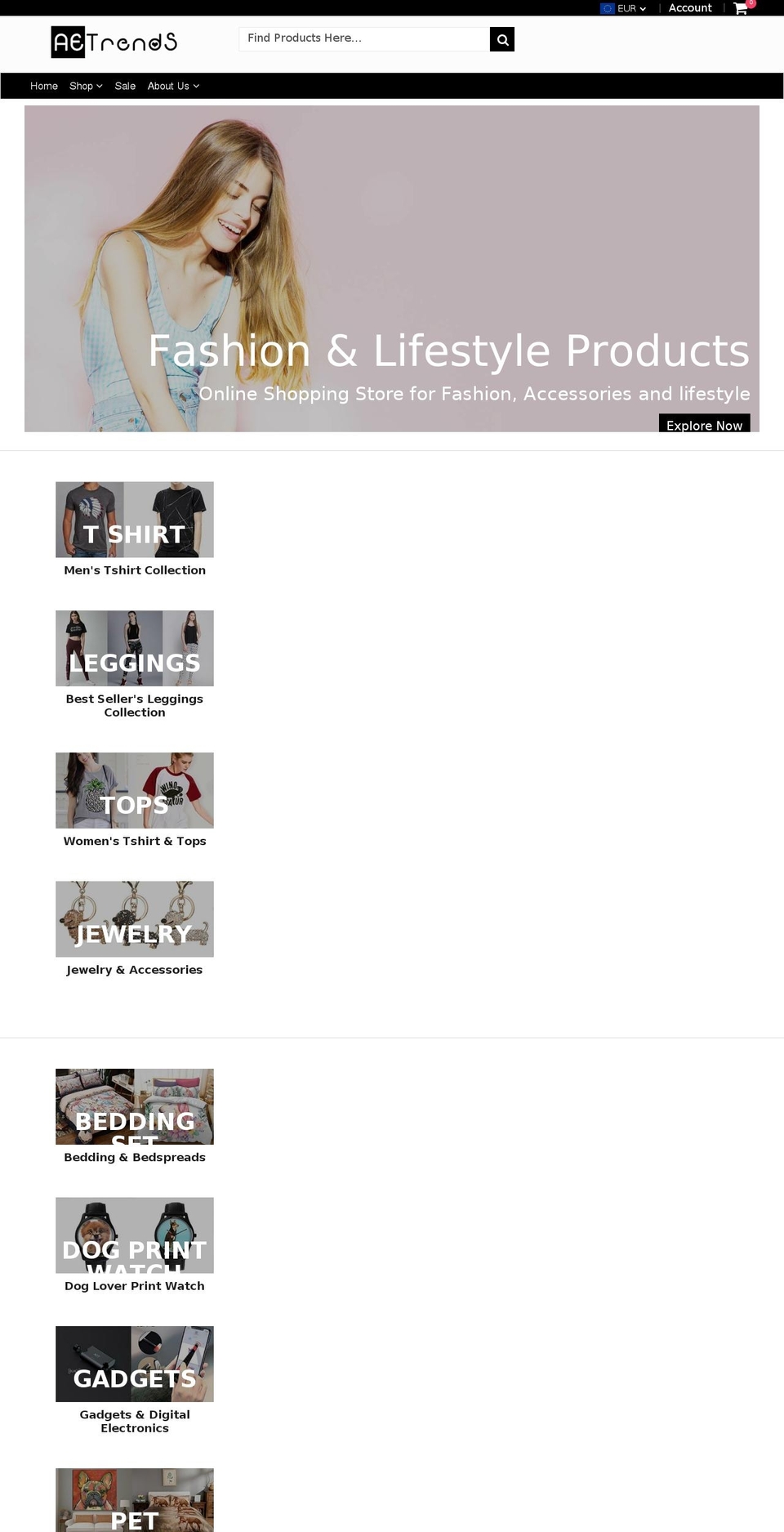 aetrends.co shopify website screenshot