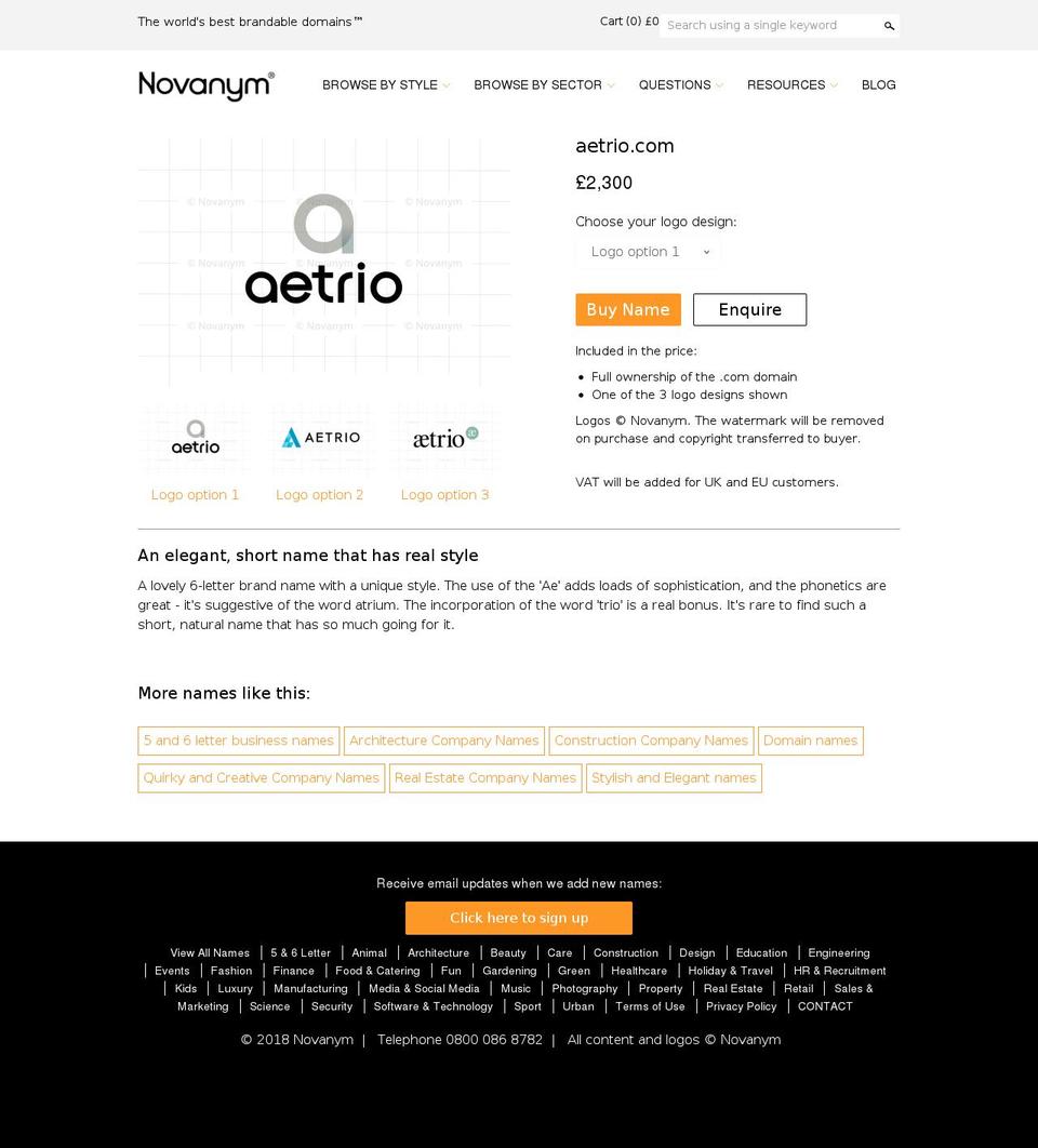 aetrio.com — Shopify storefront screenshot