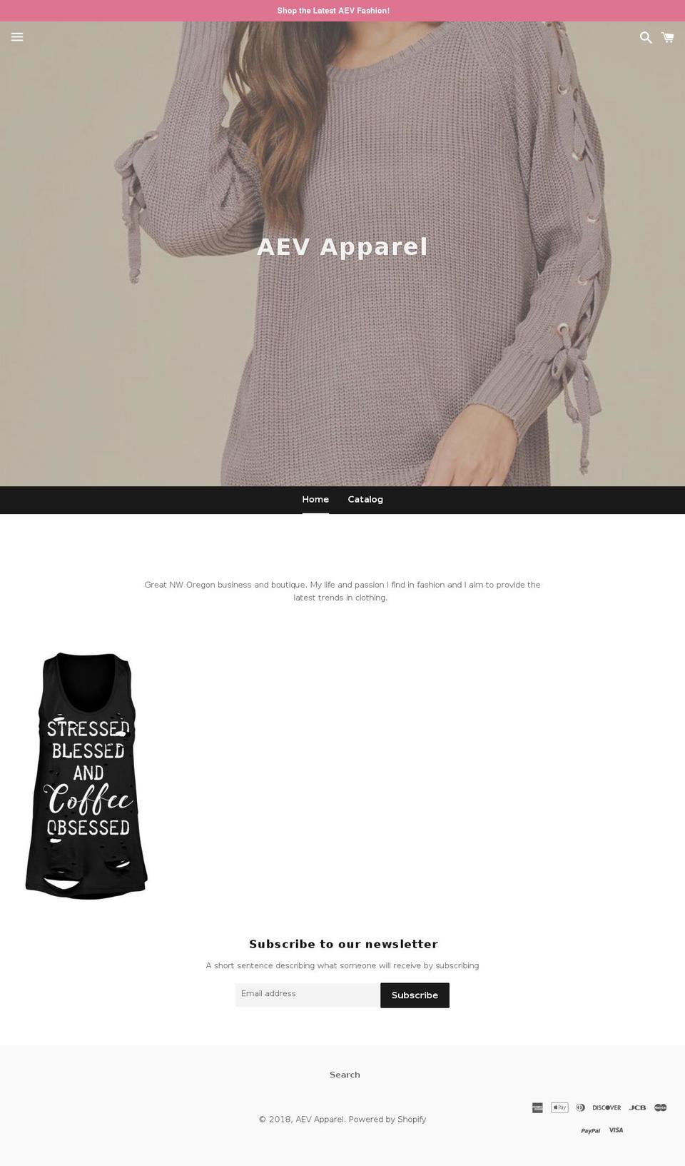 aevapparel.com shopify website screenshot