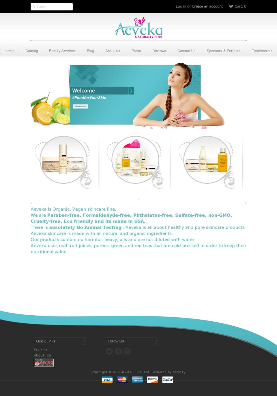 aeveka.com shopify website screenshot