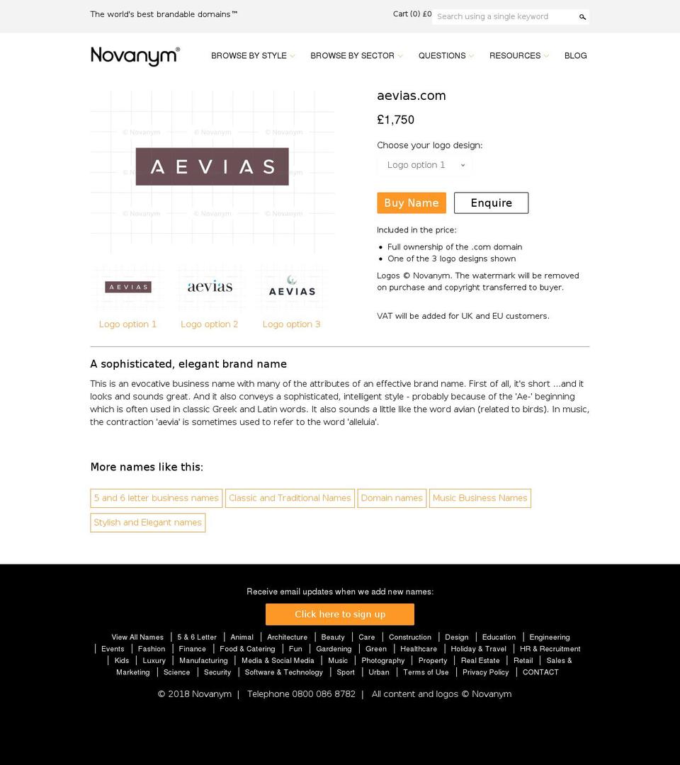 aevias.com — Shopify storefront screenshot
