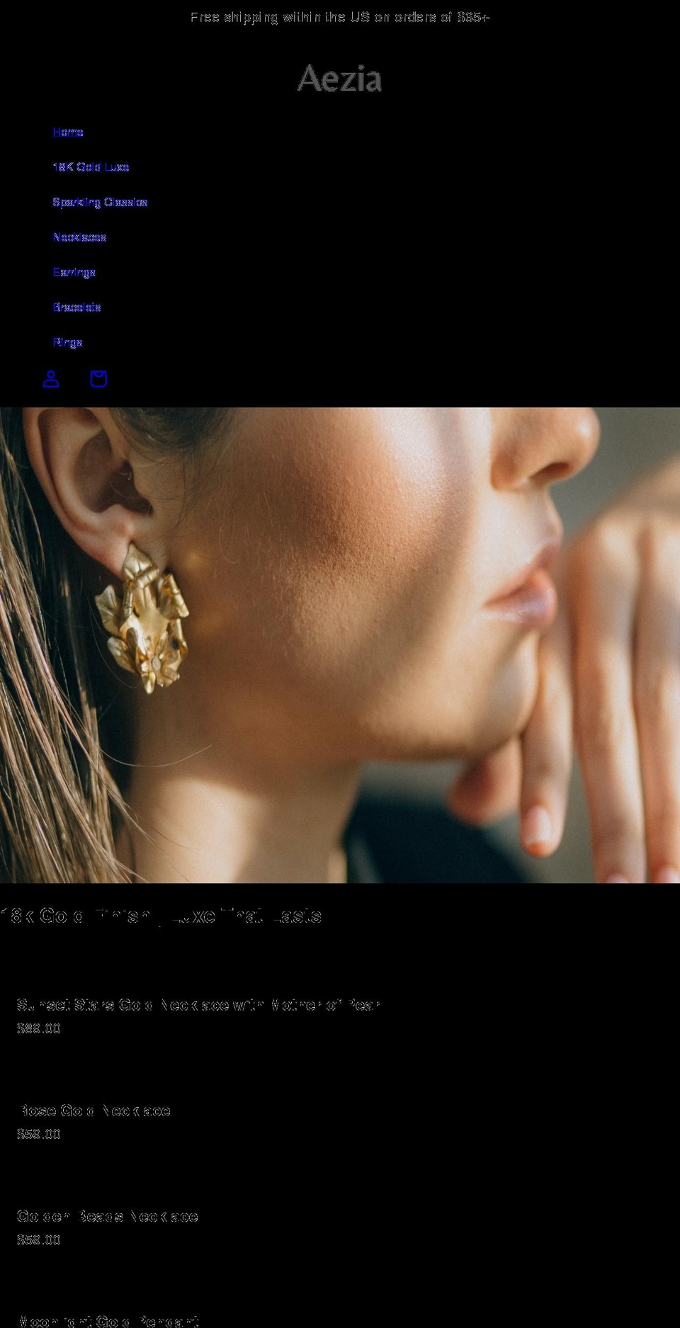 aeziaboutique.com shopify website screenshot