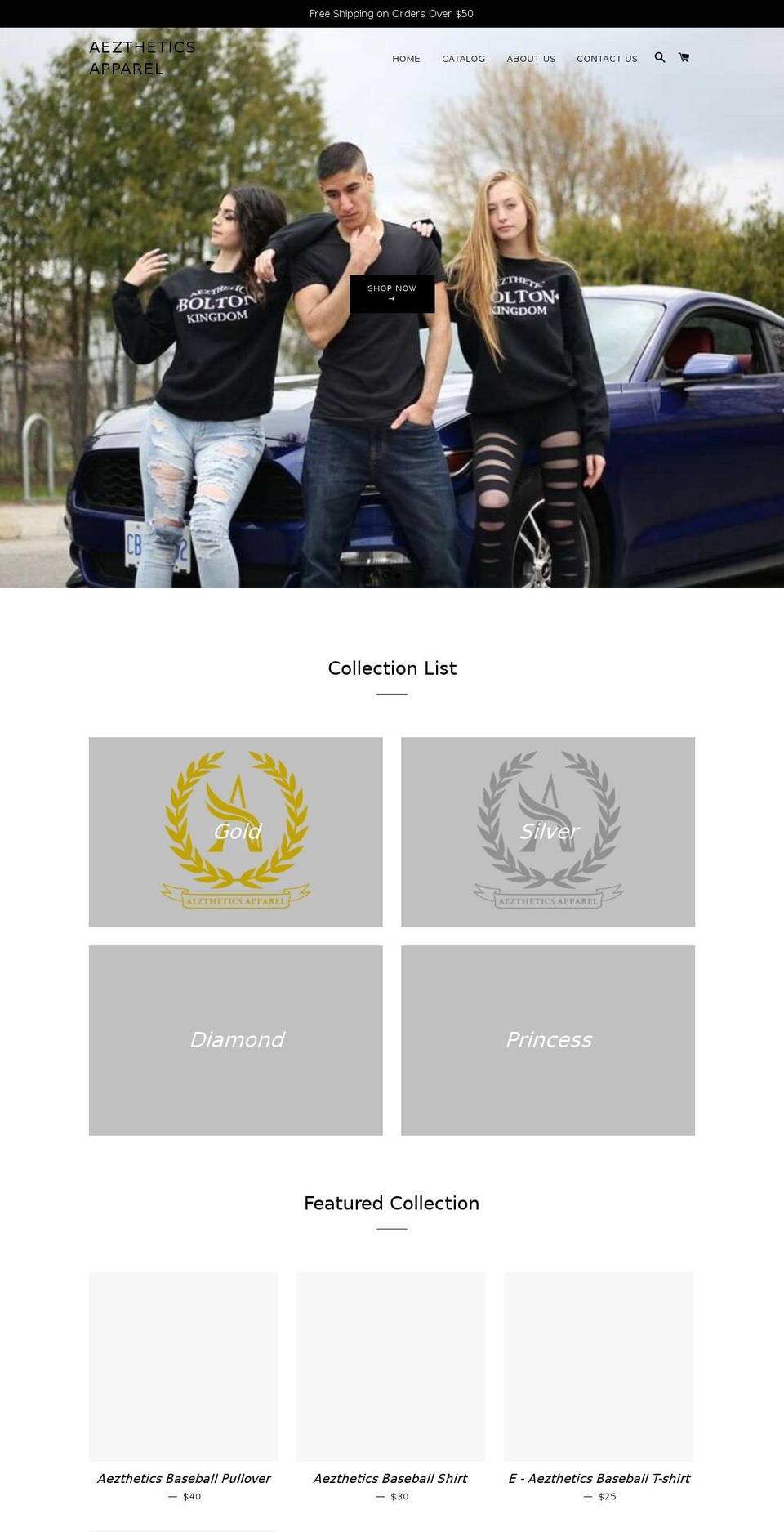 aeztheticsapparel.com shopify website screenshot