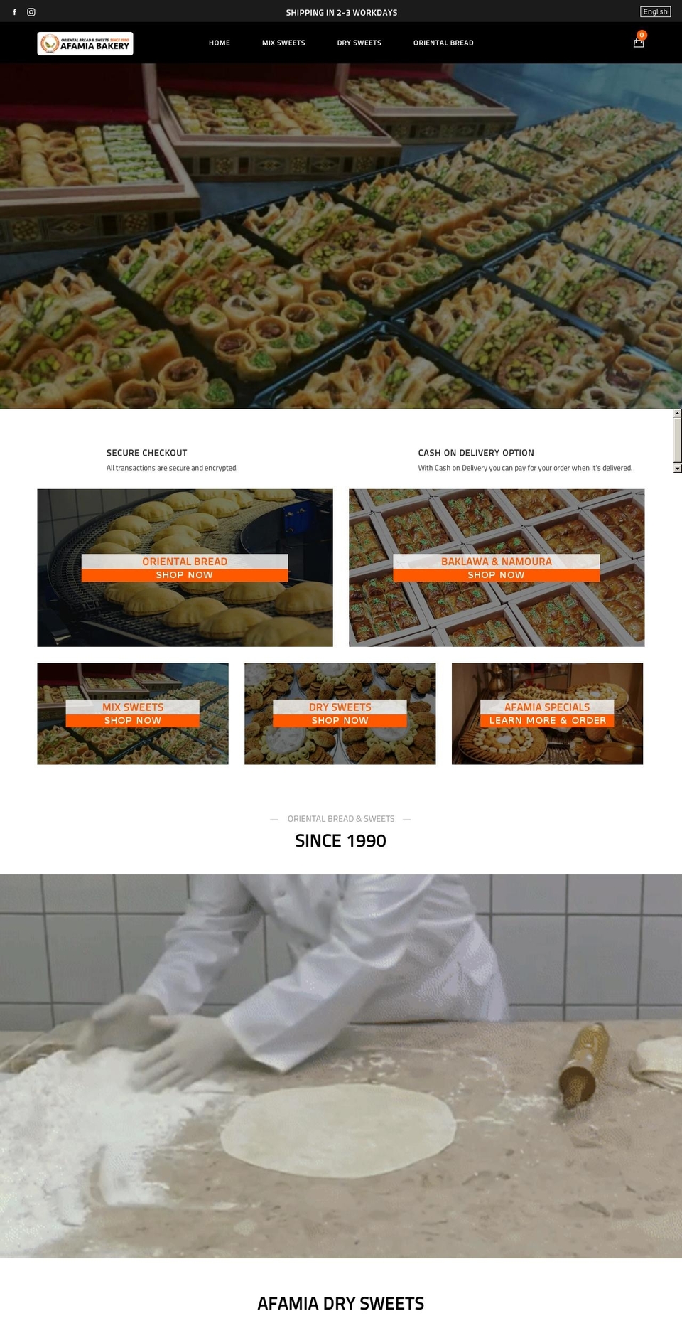 Bakery Shopify theme site example afamiabakery.com