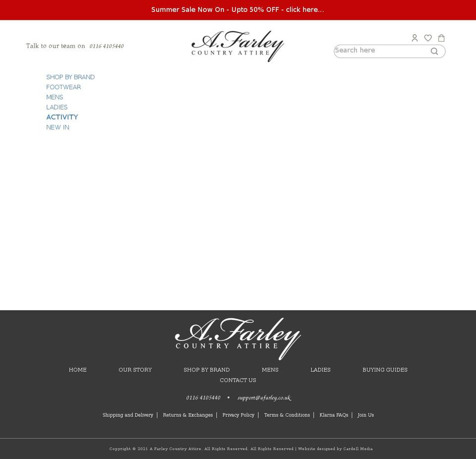 afarley.co.uk shopify website screenshot