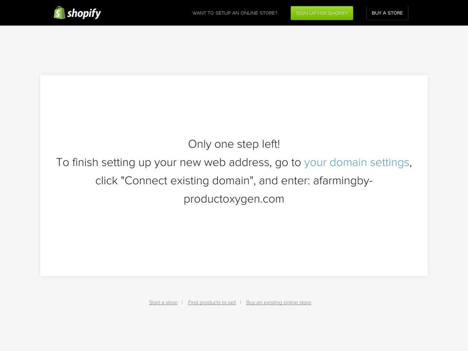 RM Shopify theme site example afarmingby-productoxygen.com