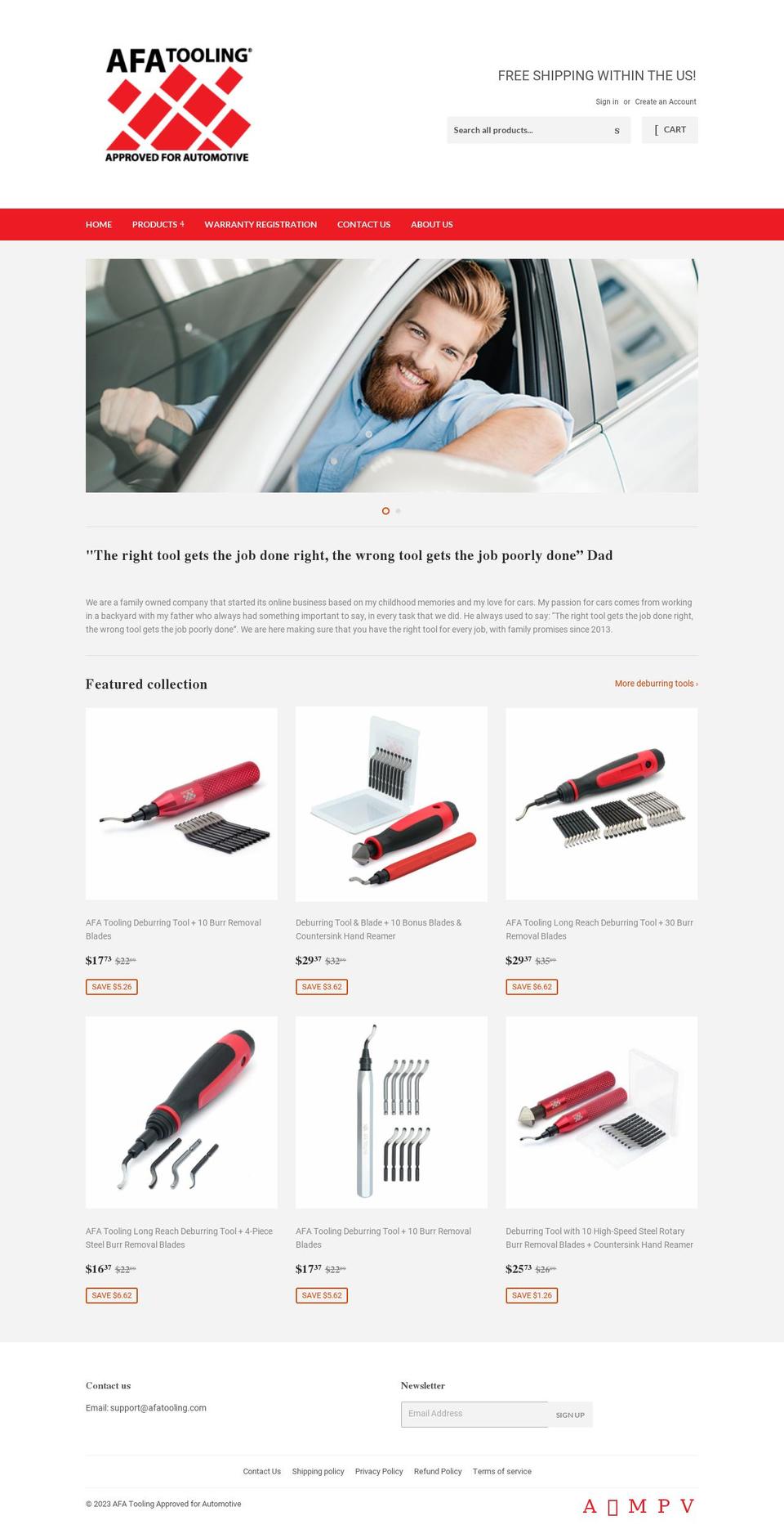 afatooling.com shopify website screenshot