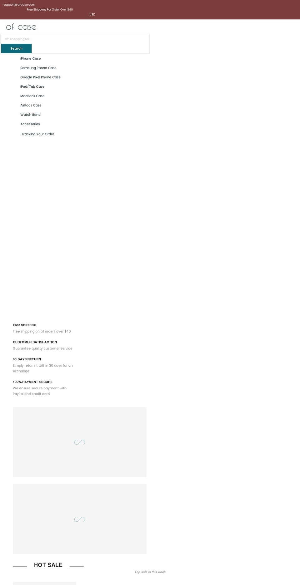 afcase.com shopify website screenshot