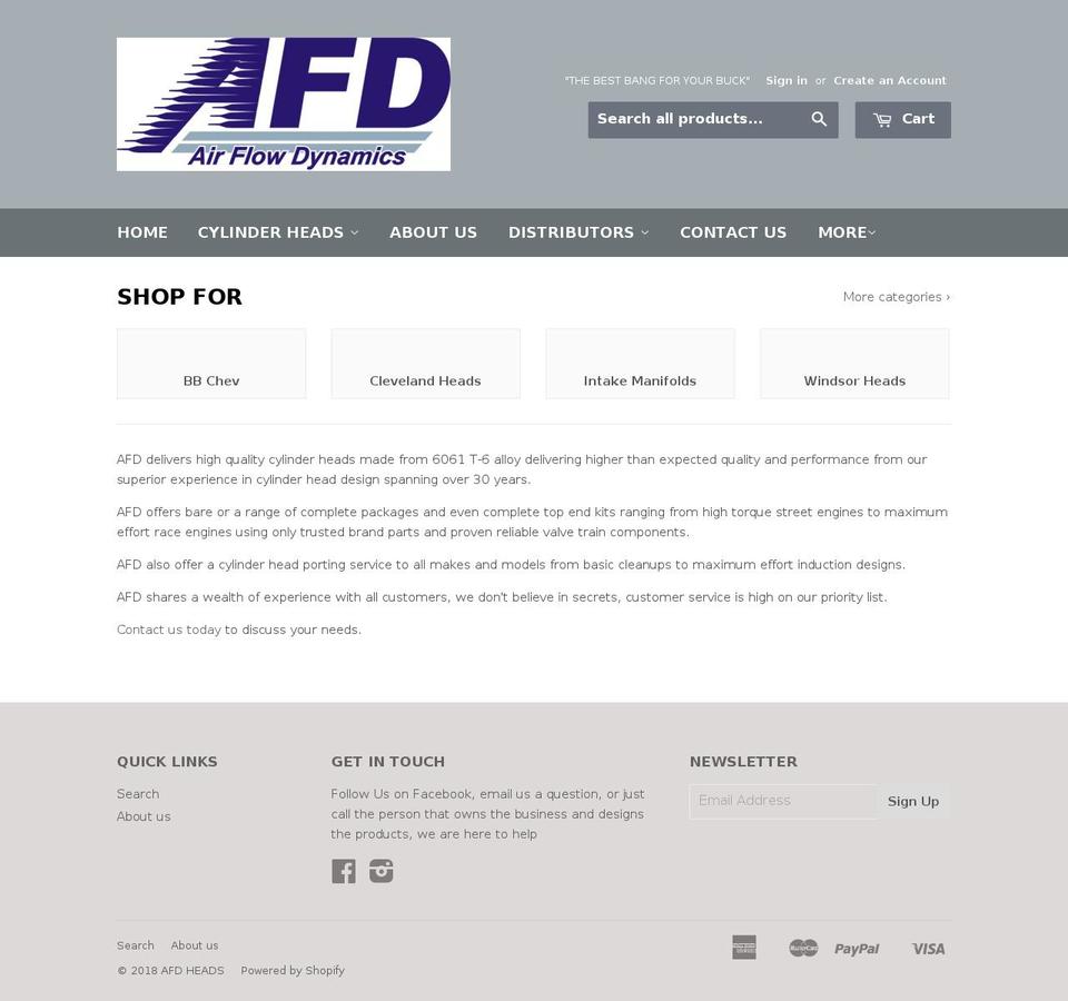 afdheads.com shopify website screenshot