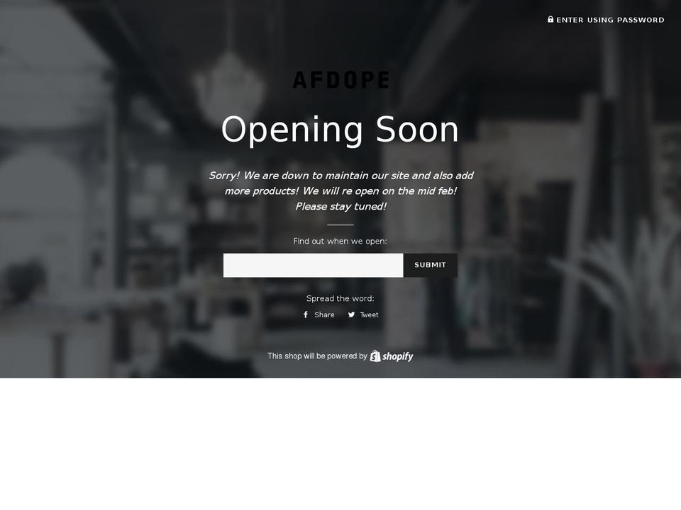 afdope.com shopify website screenshot
