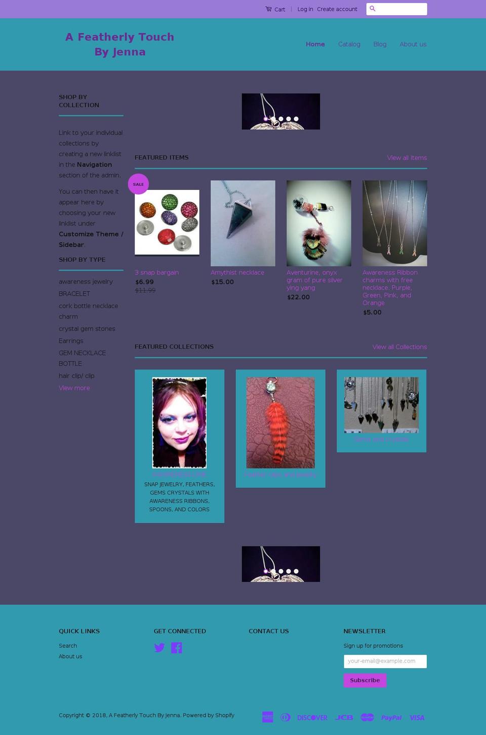 afeatherlytouch.com shopify website screenshot