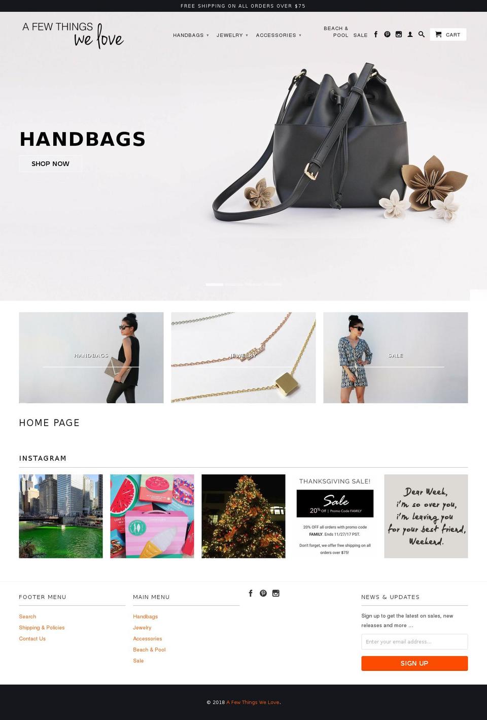 afewthingswelove.com — Shopify storefront screenshot