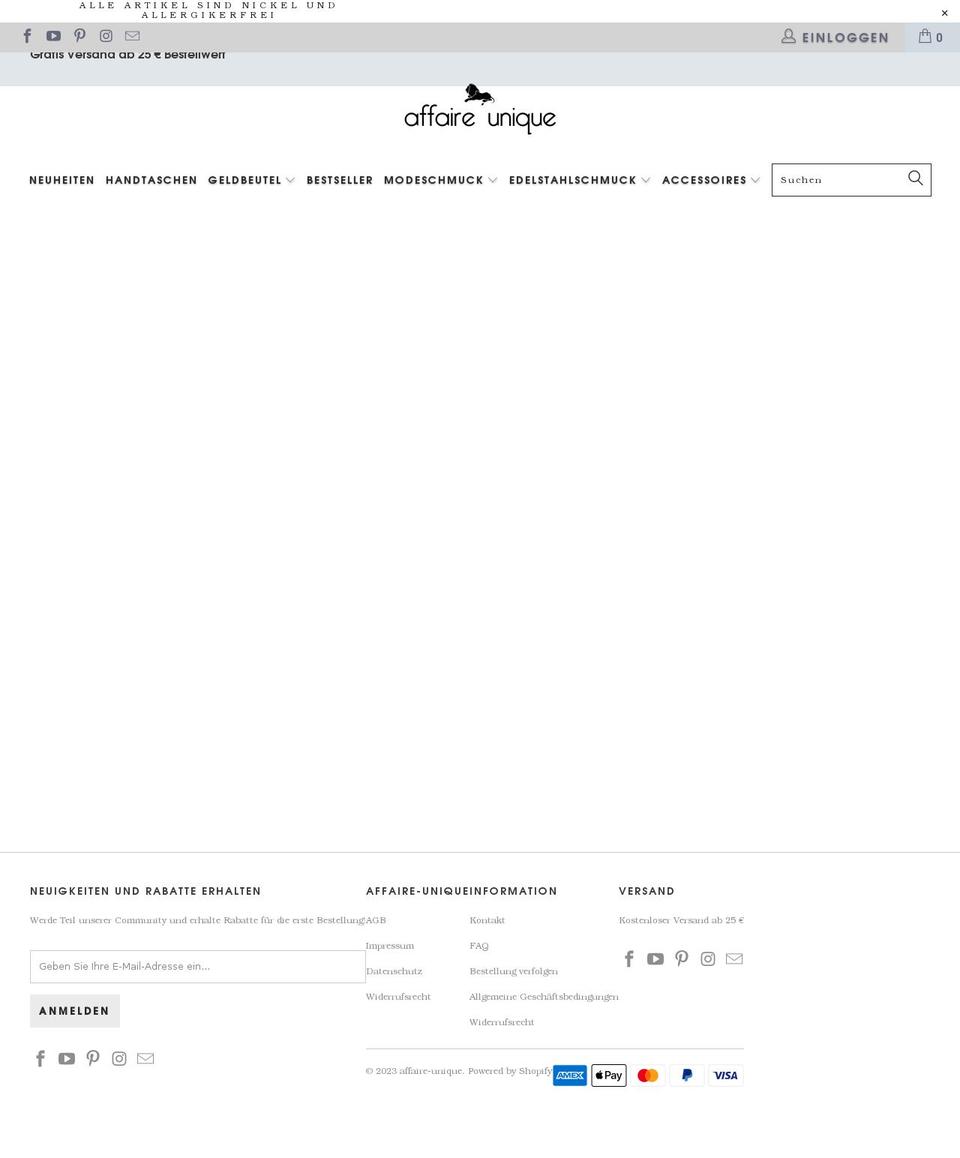 affaire-unique.com shopify website screenshot