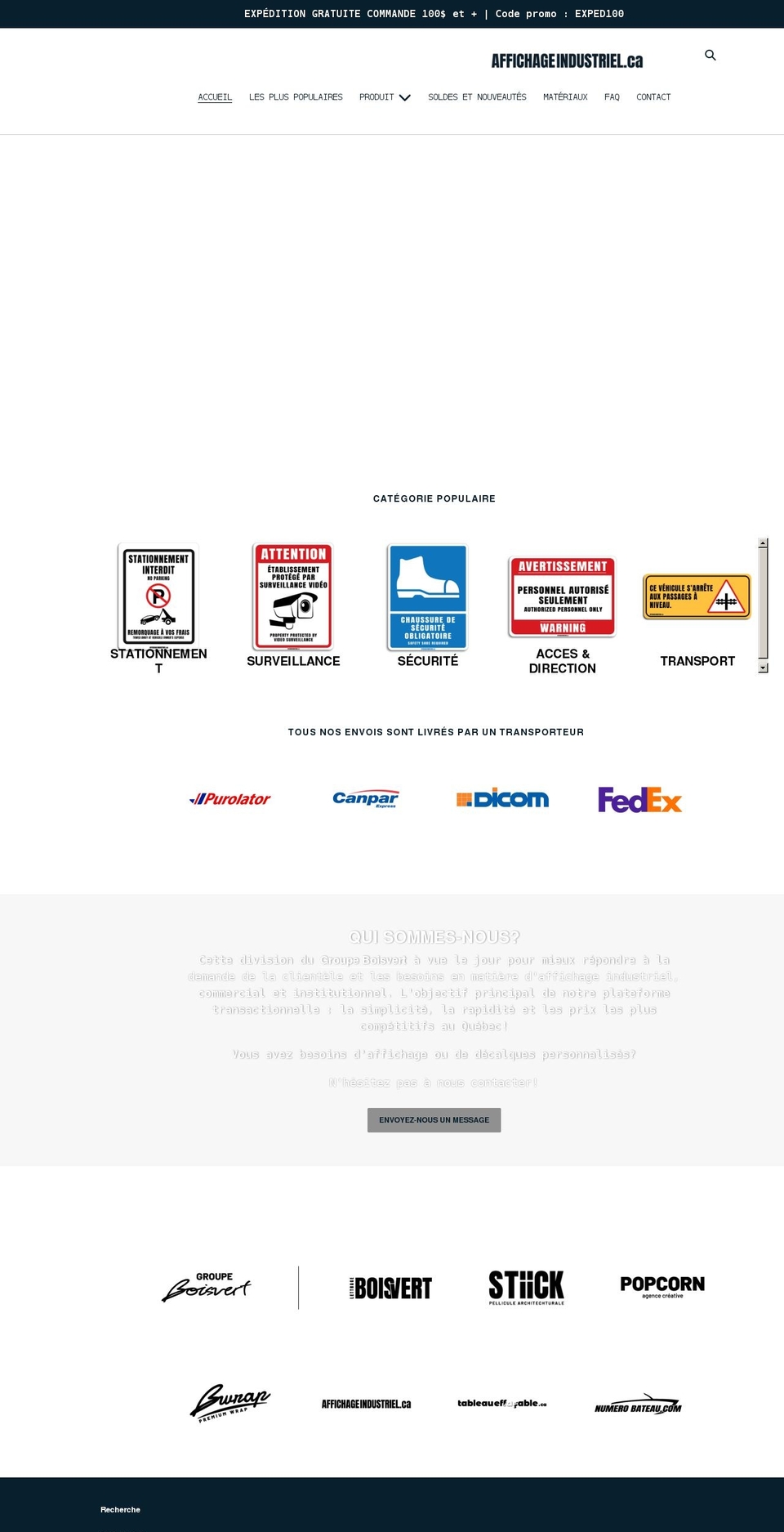 affichageindustriel.ca shopify website screenshot