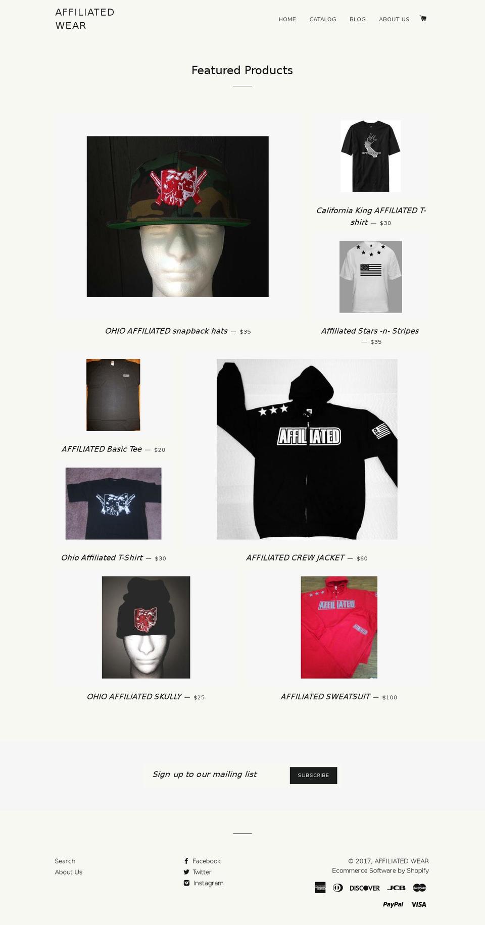 affiliatedwear.com shopify website screenshot