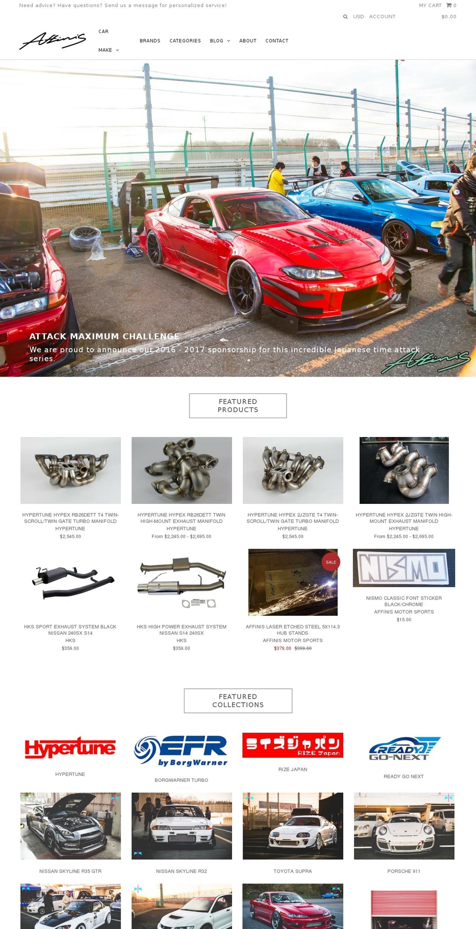 affinismotorsports.com shopify website screenshot