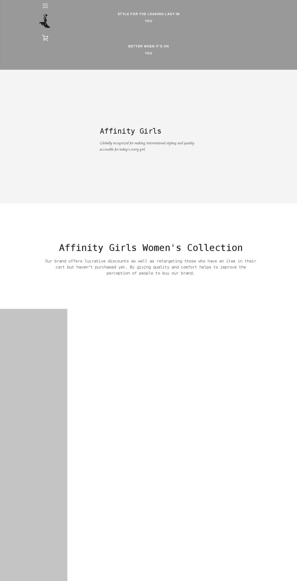 affinity-girls.myshopify.com shopify website screenshot