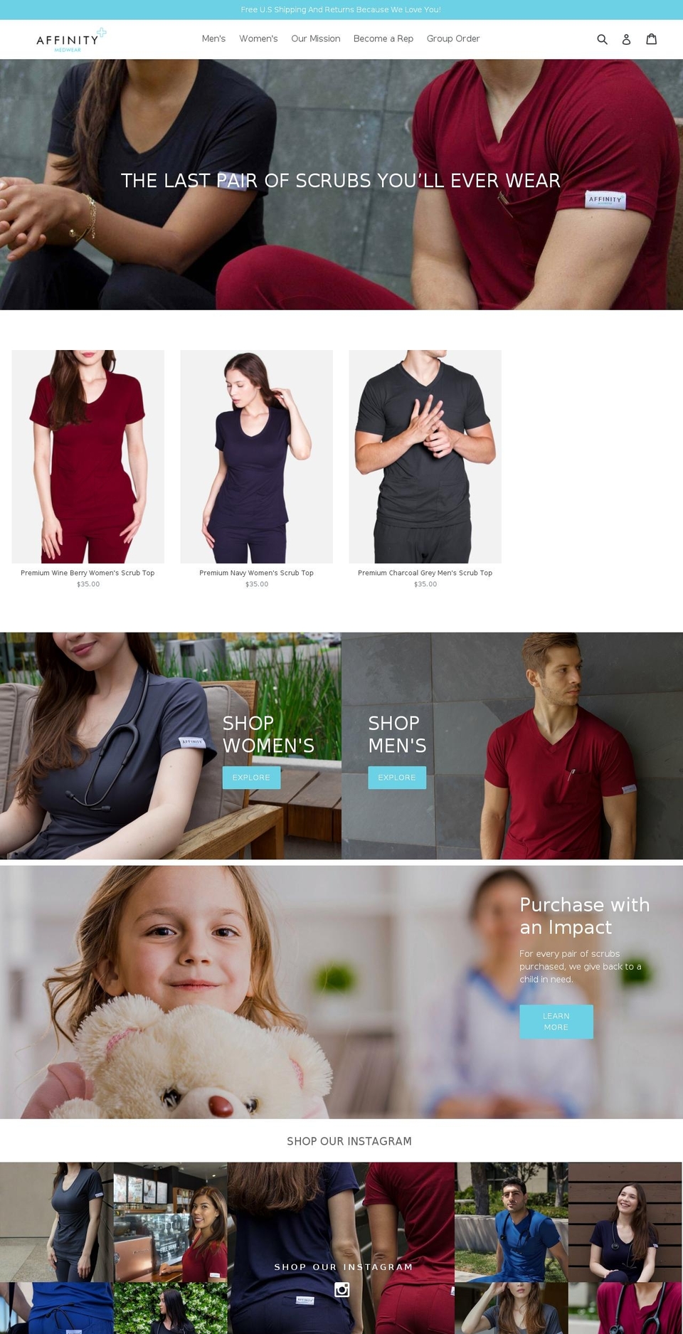 affinitymedwear.com — Shopify storefront screenshot