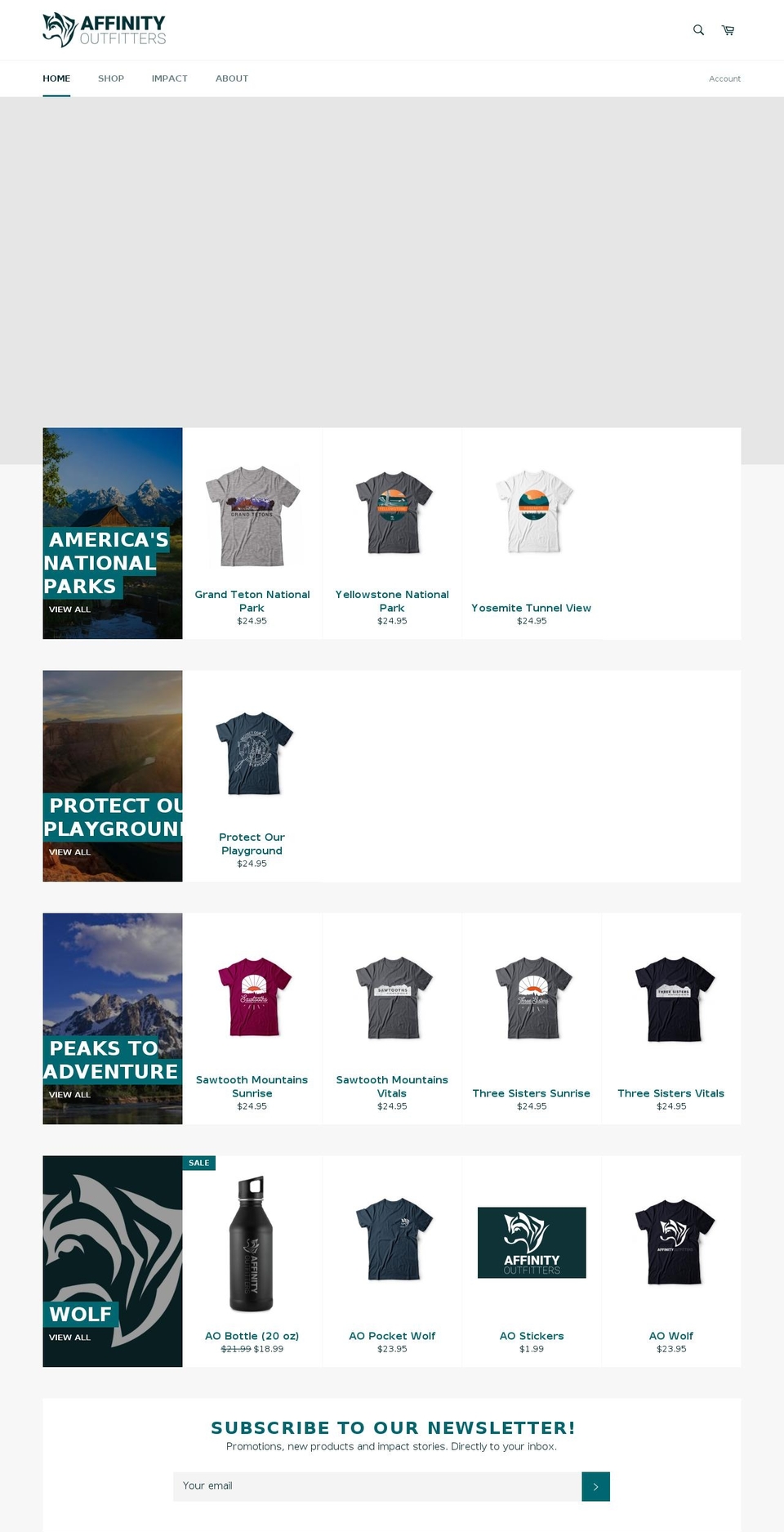 affinityoutfitters.com shopify website screenshot