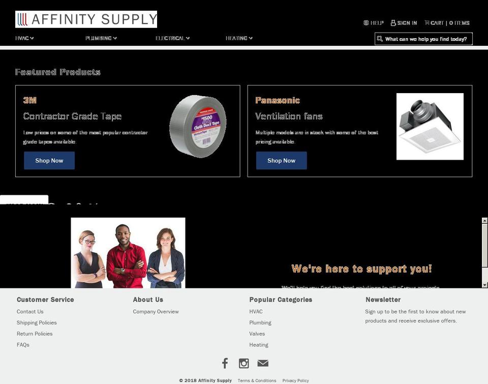 Wholesale Shopify theme site example affinitysupply.com