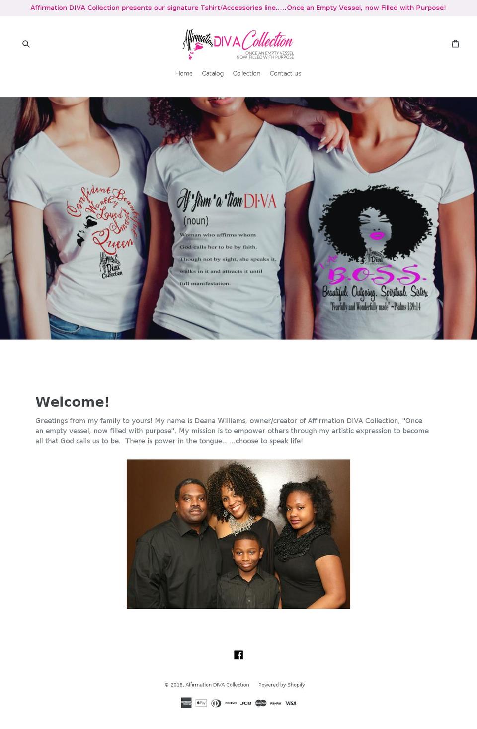 affirmationdivacollection.com shopify website screenshot