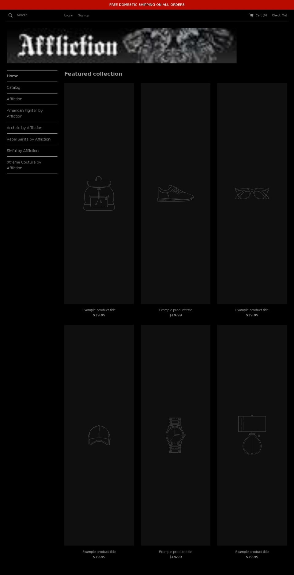 afflictionshirt.com — Shopify storefront screenshot