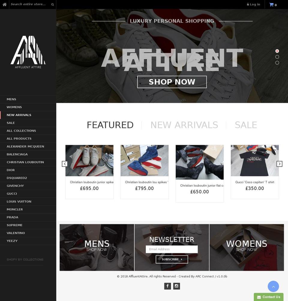 affluentattire.myshopify.com shopify website screenshot