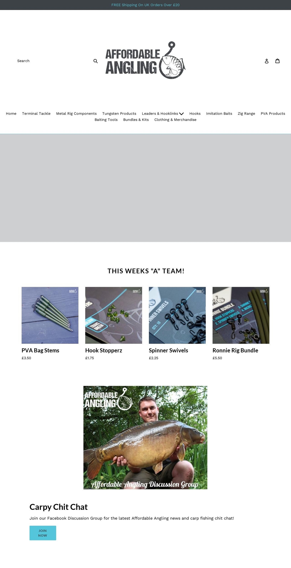 affordableangling.co.uk shopify website screenshot