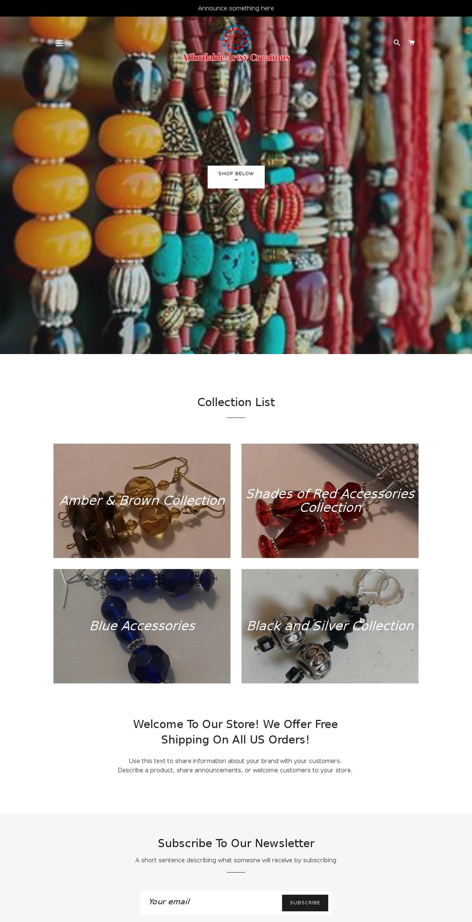 affordableartsycreations.com — Shopify storefront screenshot