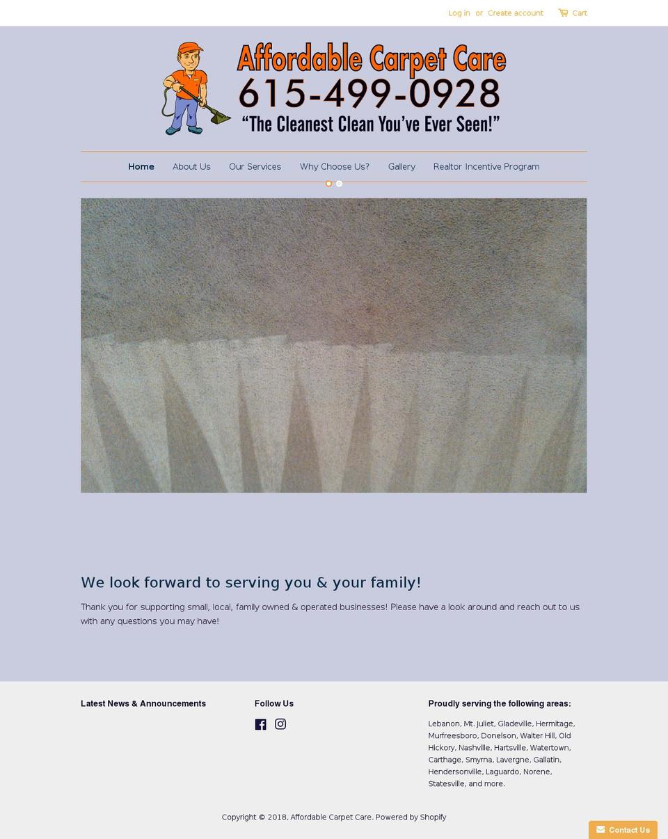 affordablecarpetcarelebanon.com — Shopify storefront screenshot