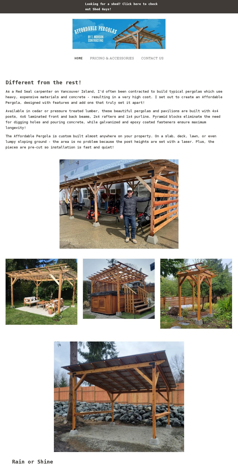 affordablepergolas.com shopify website screenshot