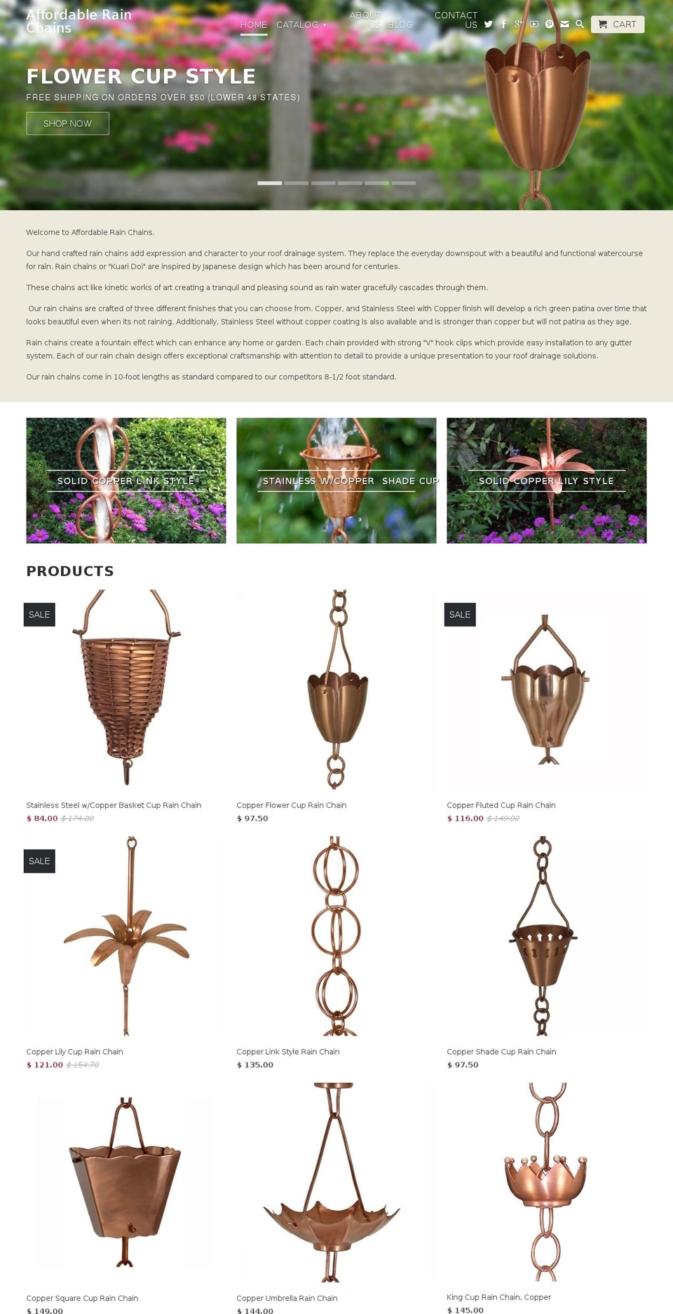 affordablerainchains.com shopify website screenshot