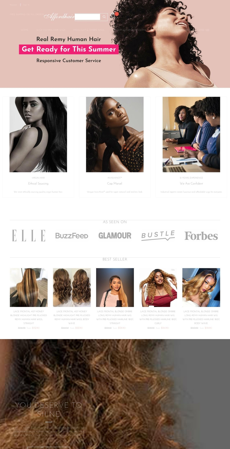 affordhair.com shopify website screenshot