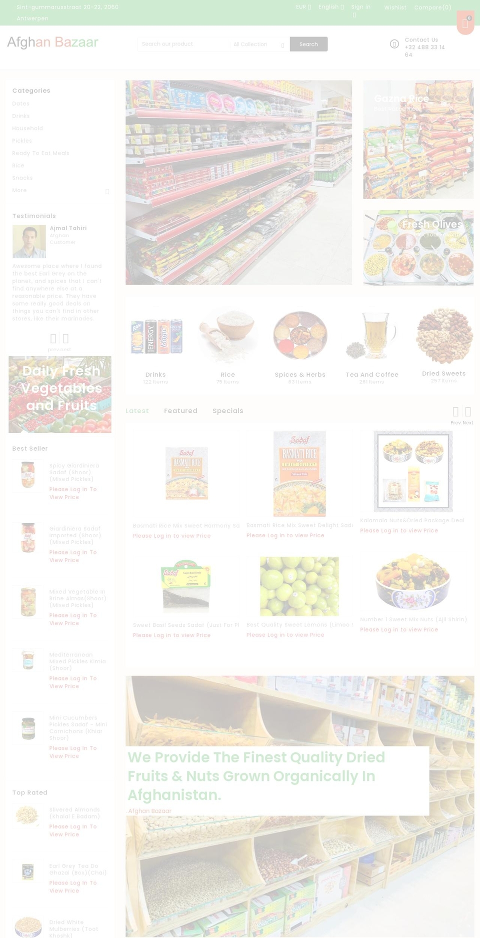 afghan-bazaar.com shopify website screenshot