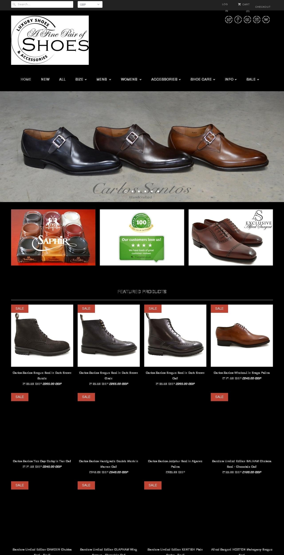 afinepairofshoes.co.uk shopify website screenshot