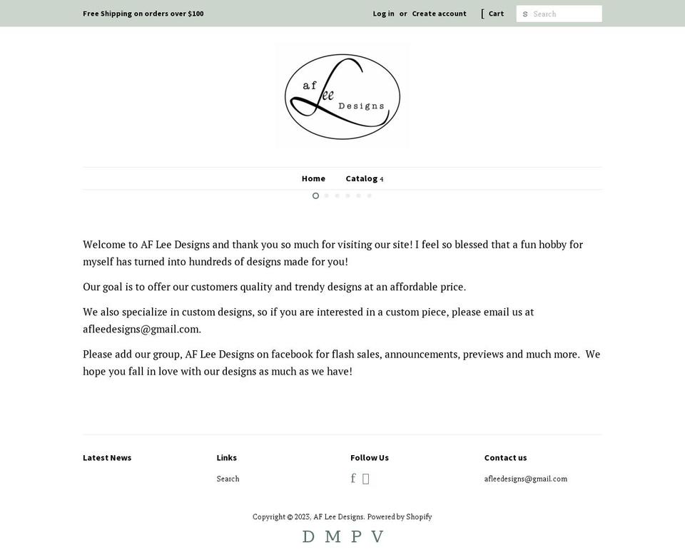 afleedesigns.com shopify website screenshot