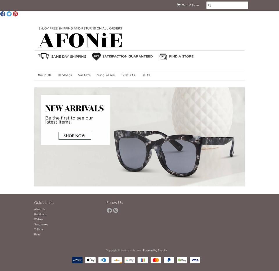 afonie.com shopify website screenshot