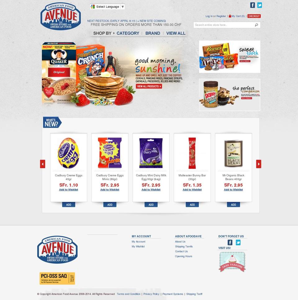 Avenue Shopify theme site example afoodave.ch
