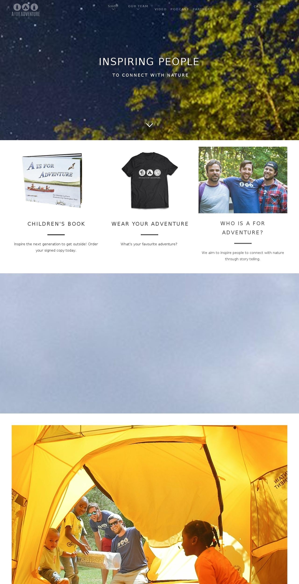 aforadventure.ca shopify website screenshot