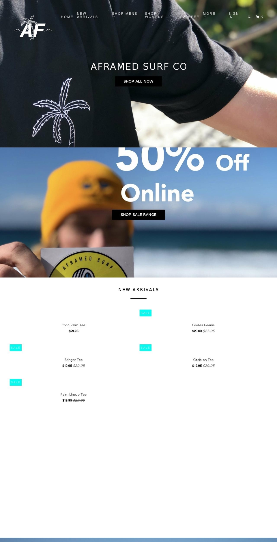 aframedsurf.com shopify website screenshot