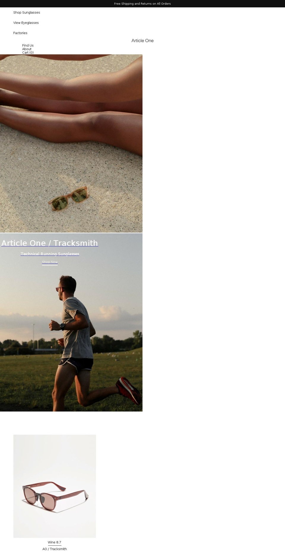 Article One Shopify theme site example aframeseyewear.com