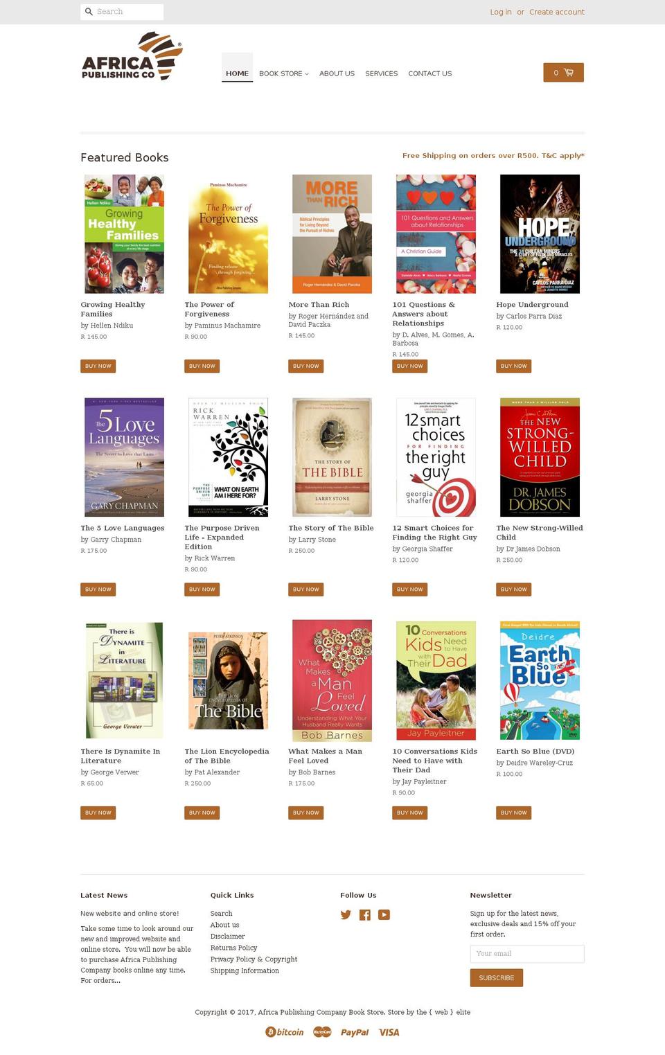 africacopublishing.com shopify website screenshot