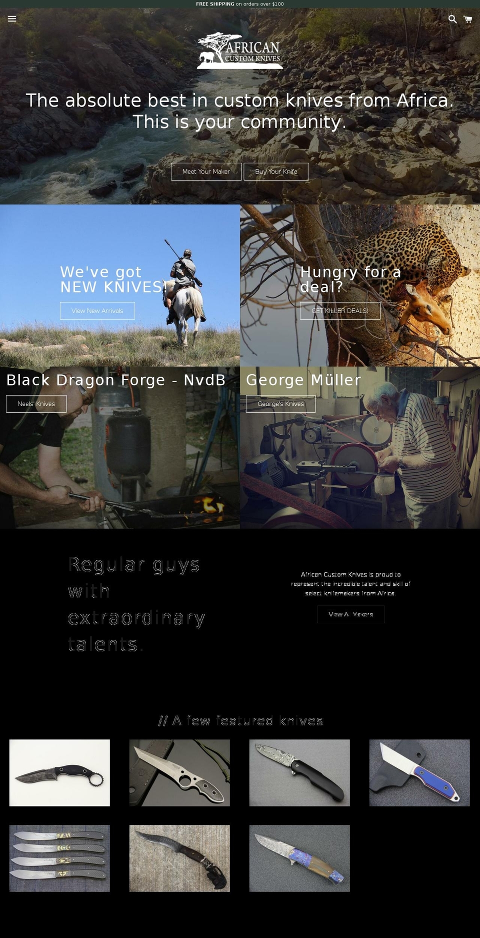 africacustomknives.com — Shopify storefront screenshot