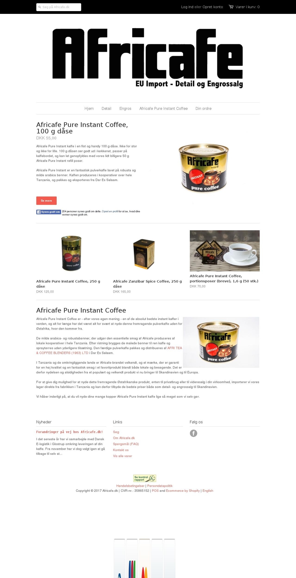 africafe.dk shopify website screenshot