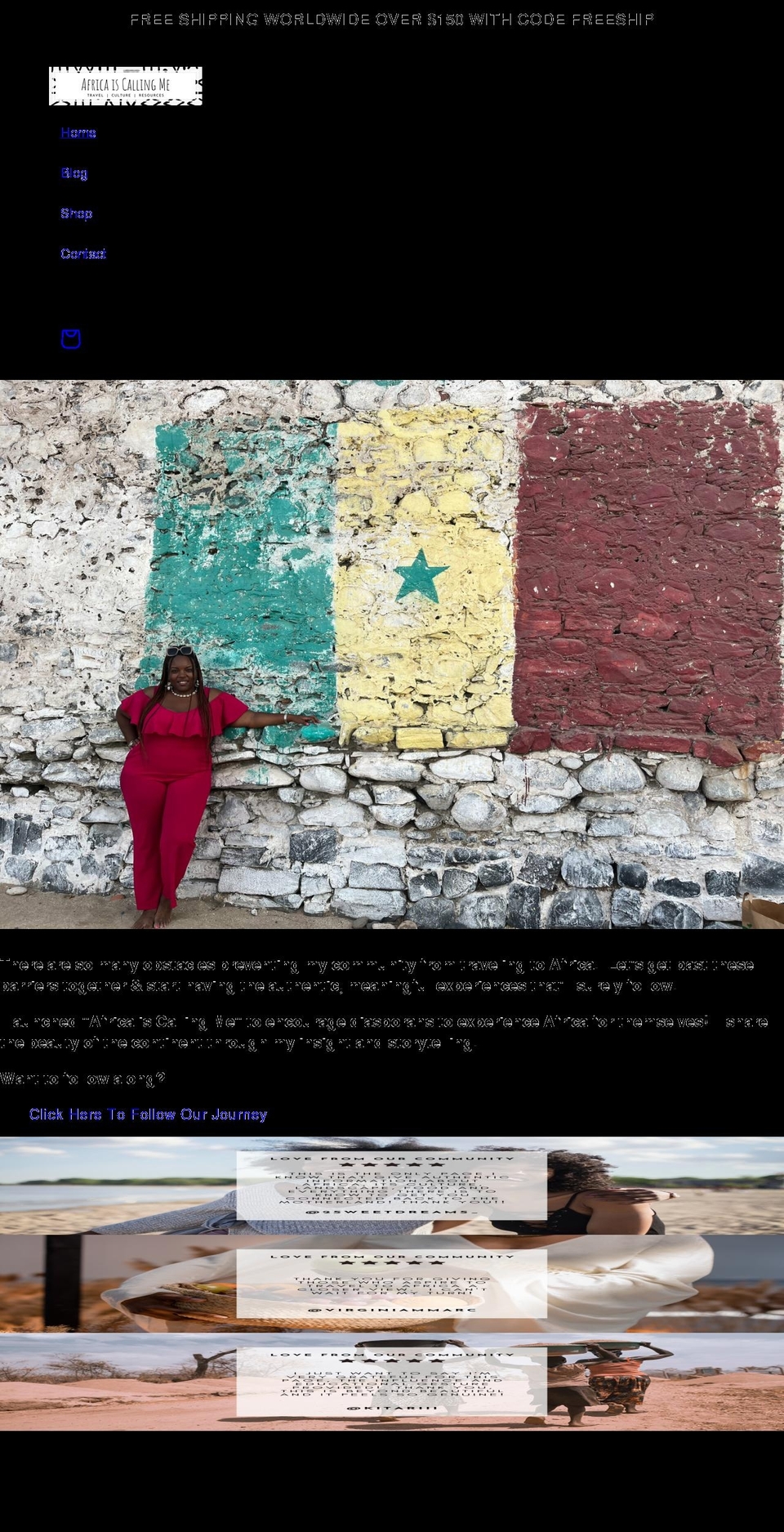 africaiscallingme.com shopify website screenshot