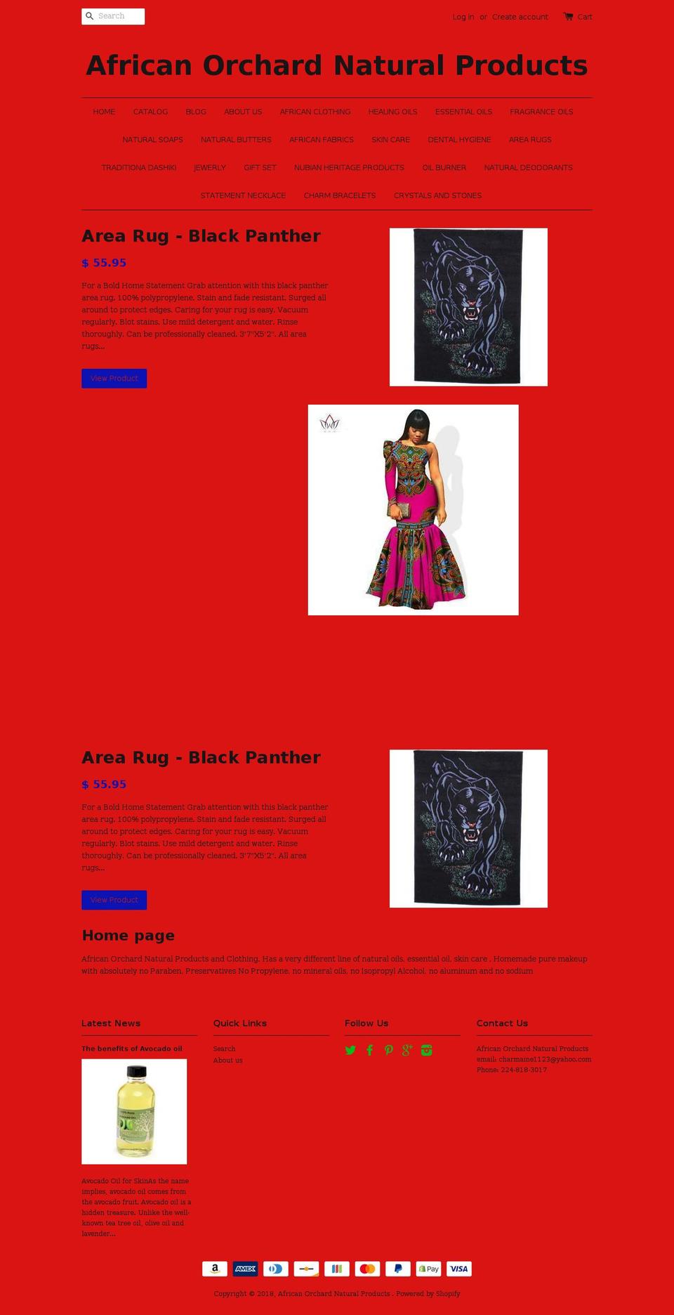 african-orchard-natural-products.com shopify website screenshot