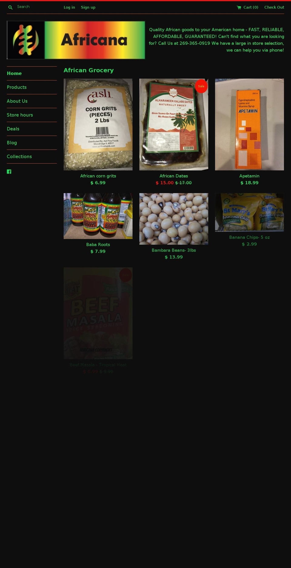africanaafricanshop.com shopify website screenshot