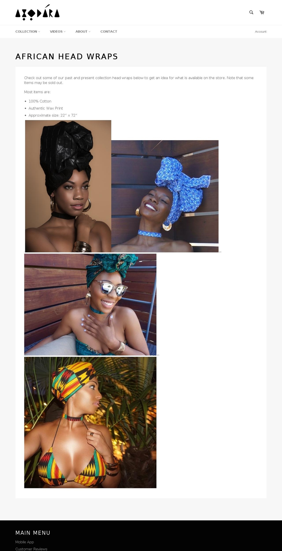 africanaheadwraps.com — Shopify storefront screenshot